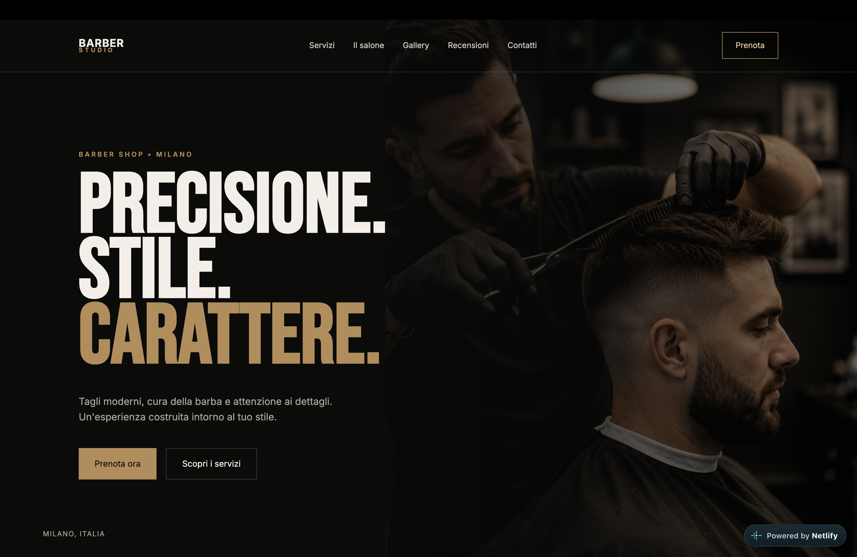 Anteprima del concept website Barber Studio